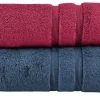 Handtuch (50 x 100cm), 2er-Set Rubinrot-Marineblau Kuschel Wuschel