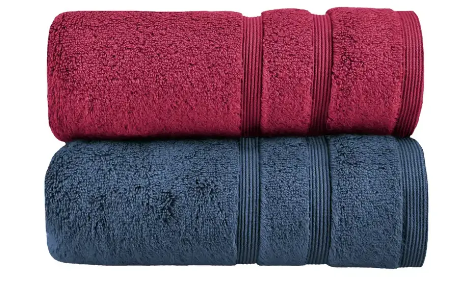 Handtuch (50 x 100cm), 2er-Set Rubinrot-Marineblau Kuschel Wuschel
