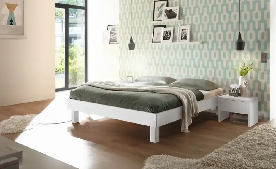 HASENA Massivholz-Bettgestell Rapallo | Buche, Weiß, 140 cm