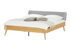 HASENA Massivholzbettgestell Oak Bianco | 160x200 cm, Kopfteilfarbe Hellgrau