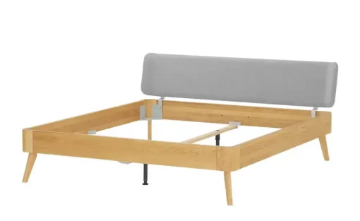 HASENA Massivholzbettgestell Oak Bianco | 160x200 cm, Kopfteilfarbe Hellgrau