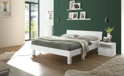 HASENA Massivholz-Bettgestell Forti | 140 cm, Buche, Weiß