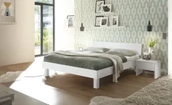 HASENA Massivholz-Bettgestell Forti | 140 cm, Buche, Weiß