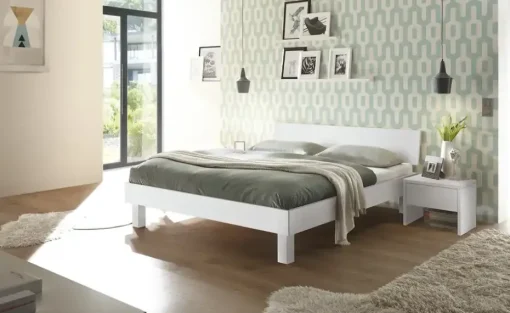 HASENA Massivholz-Bettgestell Forti | 140 cm, Buche, Weiß