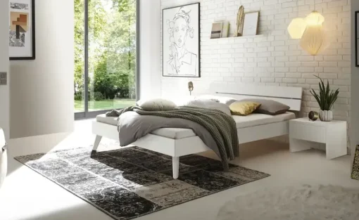 HASENA Massivholz-Bettgestell Ortona | Buche, Weiß, 140 cm