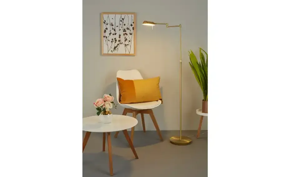 HELL-höllisch gutes Licht Bridge-Stehleuchte 1-flammig.messing | matt, messingfarben