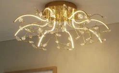 HELL-höllisch gutes Licht LED-Deckenleuchte, messing poliert mit Glasblättern | Goldfarben