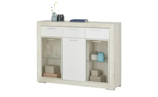 Highboard Fiesta | Eiche (Nachbildung), Weiß | Höffner