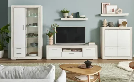Highboard Fiesta | Weiß, Eiche (Nachbildung) | Höffner