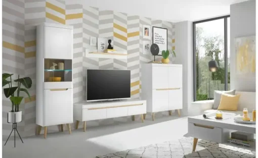 Highboard Malaren | Weiß, Eiche (Nachbildung) | Höffner