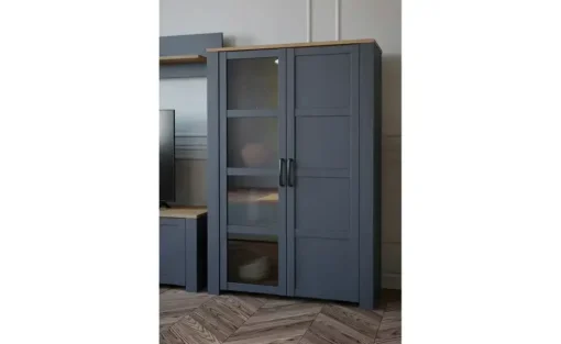 Highboard Toneo | Eiche (Nachbildung), Dunkelblau