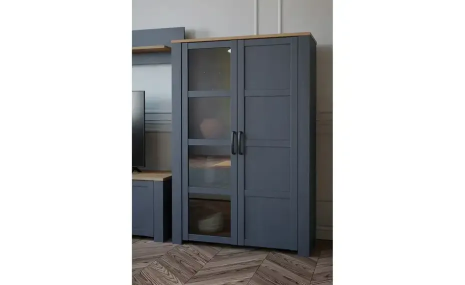 Highboard Toneo | Eiche (Nachbildung), Dunkelblau