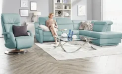 himolla Ecksofa Leder 9707 | Hellblau, rechts | Höffner