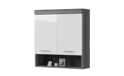 Hängeschrank SCHLOONSEE, Breite 74cm, 2 Türen, 1 offenes Fächer, MDF-Front, in verschiedenen Farben erhältlich, Badmöbel, Badschrank, Schrank, Bad Schloonsee | Weiß