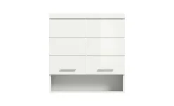 Hängeschrank SCHLOONSEE, Breite 74cm, 2 Türen, 1 offenes Fächer, MDF-Front, in verschiedenen Farben erhältlich, Badmöbel, Badschrank, Schrank, Bad Schloonsee | Weiß, hochglanz