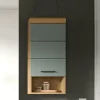 Hängeschrank SCHLOONSEE, Breite 37cm, 1 Tür, 1 offenes Fächer, 1 Einlegeboden, MDF-Front, in verschiedenen Farben erhältlich, Badmöbel, Badschrank, Schrank, Bad Schloonsee | Eiche Artisan (Nachbildung), Salbeigrün