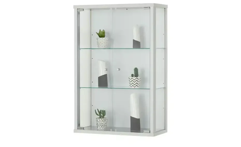 Hängevitrine Cristal | silberfarben, transparent
