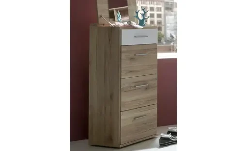 Hochkommode Joker | Eiche San Remo (Nachbildung), Weiß