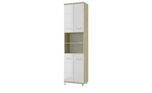 Hochschrank Nehmitzsee | Eiche Artisan (Nachbildung), Weiß