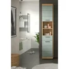 Hochschrank SCHLOONSEE, Breite 37cm, 2 Tür, 1 Schubkasten, 2 offene Fächer, MDF-Front, in verschiedenen Farben erhältlich, Badmöbel, Badschrank, Schrank, Bad Schloonsee | Eiche Artisan (Nachbildung), Salbeigrün