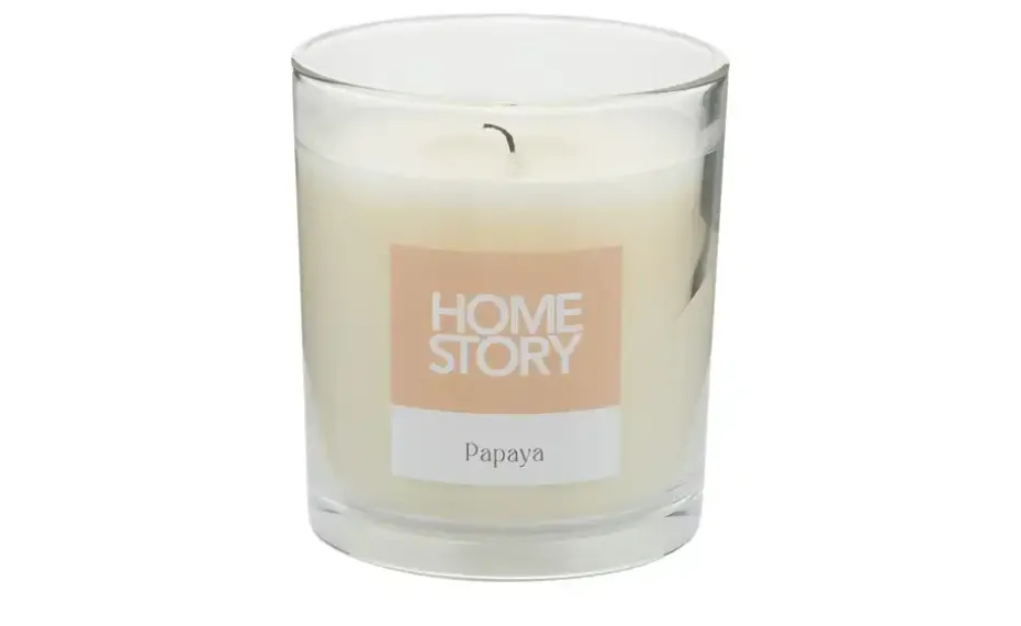 HOME STORY Duftkerze im Glas "Papaya" | Duftrichtung: Papaya