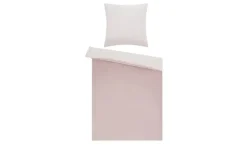HOME STORY Renforcé Wende-Bettwäsche Solid Piping | Rosé, 155x220 cm