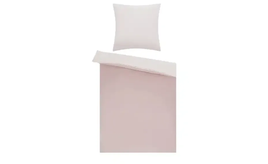 HOME STORY Renforcé Wende-Bettwäsche Solid Piping | Rosé, 155x220 cm