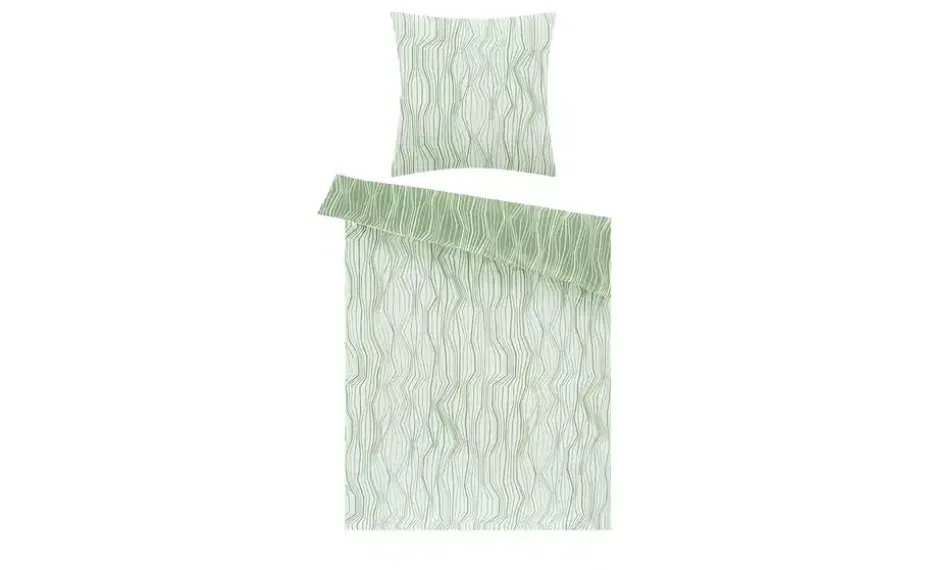 HOME STORY Satin Bettwäsche Grafik | Grün | Höffner