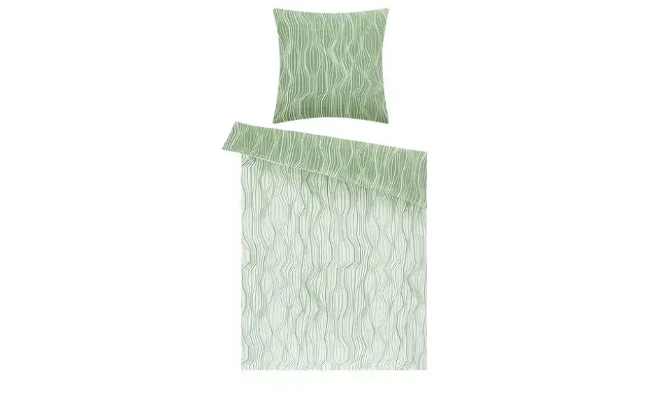 HOME STORY Satin Bettwäsche Grafik | Grün | Höffner