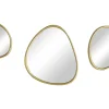 HOME STORY Wandspiegel Organic, 3er Set | Goldfarben