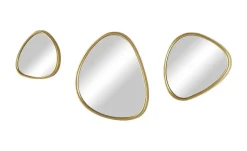 HOME STORY Wandspiegel Organic, 3er Set | Goldfarben