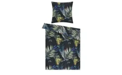 indigo Mako-Satin Bettwäsche Palm Leaves | 135x200 cm