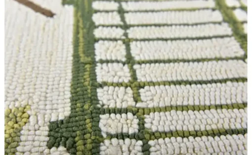 In-und Outdoor-Teppich Rosetta | 70x140 cm, Creme, Rosa, Grün