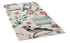 In-und Outdoor-Teppich Rosetta | 70x140 cm, Creme, Rosa, Grün