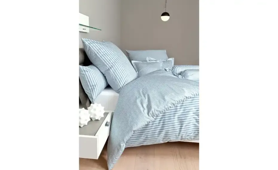Janine Wendesatin-Bettwäsche Streifen | Blau | Höffner
