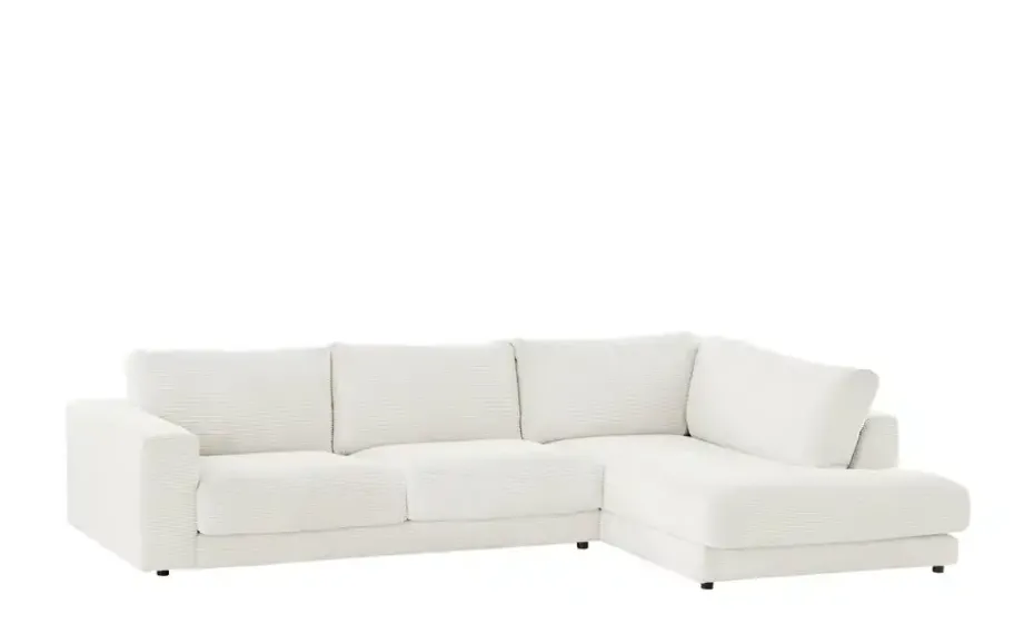 Jette Home Ecksofa Cord Sila | Schneeweiß, rechts