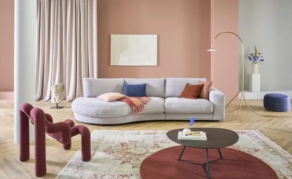 Jette Home Element Abschluss rund links in Cord Sila | Grau, Cordstoff