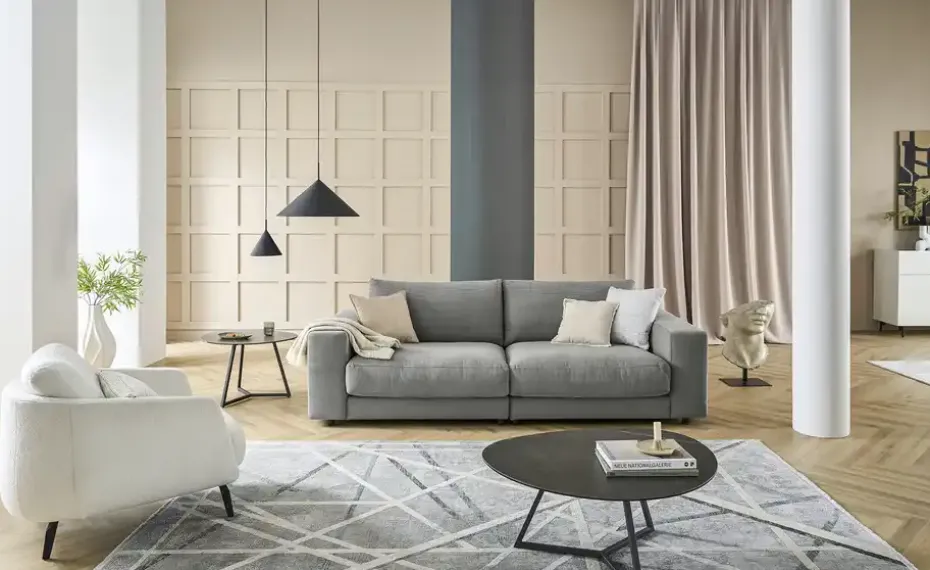 Jette Home Element Einsitzer Armlehne rechts Sila | Grau, Cordstoff fein