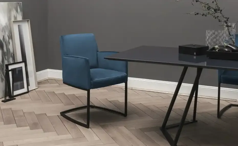 JOOP! Samt-Schwingstuhl Swing | Blau, Armlehne