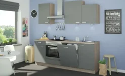 Küchenzeile mit Elektrogeräten Erfurt | Anthrazit, Eiche (Nachbildung), Ausführung rechts