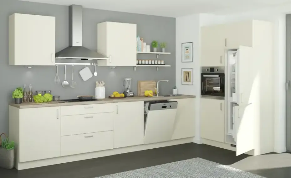 Küchenzeile ohne Elektrogeräte Usedom | Creme, Ausführung rechts