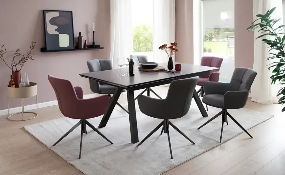 Keramiktisch ausziehbar Quinn | Anthrazit, Schwarz, matt, lackiert