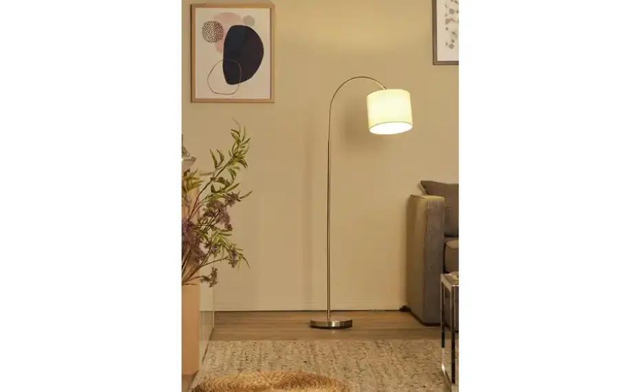 KHG Bogenleuchte, 1-flammig, Stoffschirm weiß | Höffner