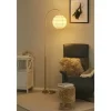 KHG Bogenleuchte, 1-flammig, messing/ Rattan-Schirm