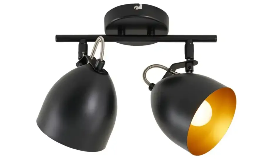 KHG Deckenstrahler, 2-flammig, schwarz innen goldfarben