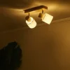 KHG Deckenstrahler, 2-flammig, Holz/ Stoffschirm weiß