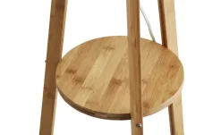 KHG Holz-Stehleuchte, mit Stoffschirm und Ablage
