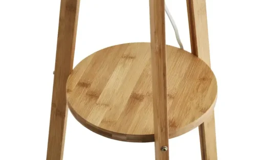 KHG Holz-Stehleuchte, mit Stoffschirm und Ablage
