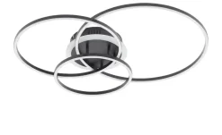 KHG LED-Deckenleuchte, 3 Ringe, schwarz | Schwarz, matt