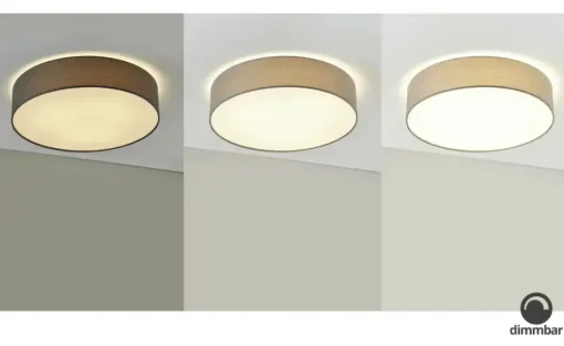 KHG LED-Deckenleuchte, 1-flammig, Stoffschirm grau | Grau